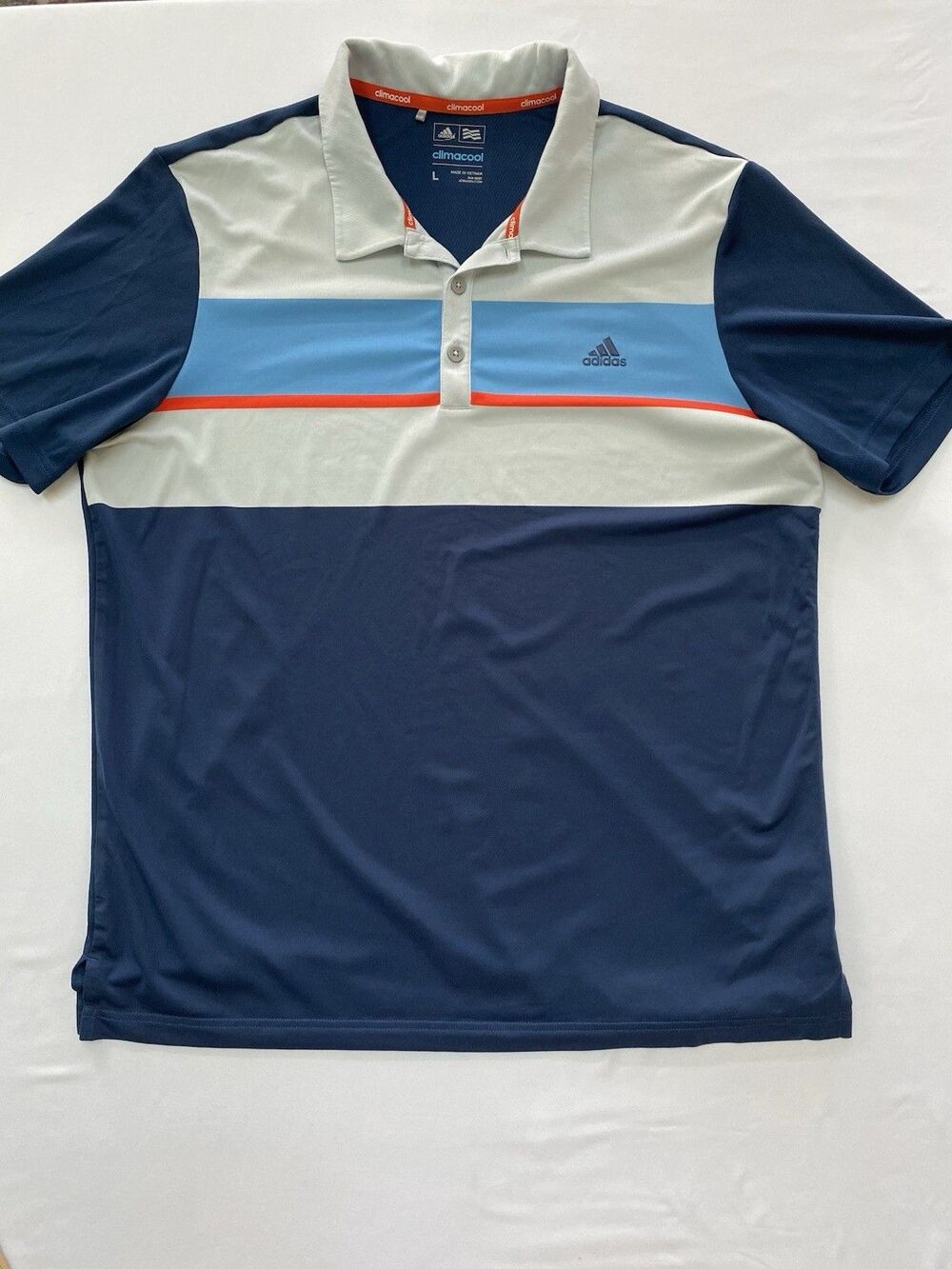 Adidas Golf Climacool Colorblock Polo Shirt Men's Large Blue Gray Performance